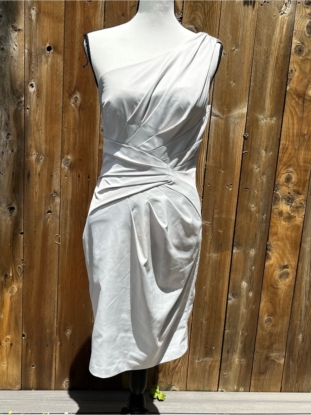 Hailey Adrianna Papell light grey One-Shoulder White Ruched Cocktail Dress